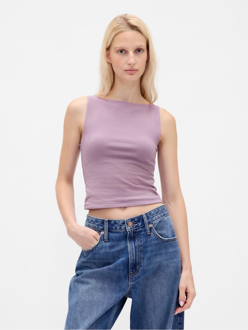GAP Jersey Boatneck Crop Tank